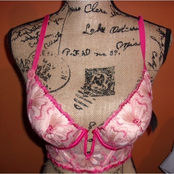 Youmita Coral Floral Embroidery Longline 34B Bra NWT - Picture 3 of 9